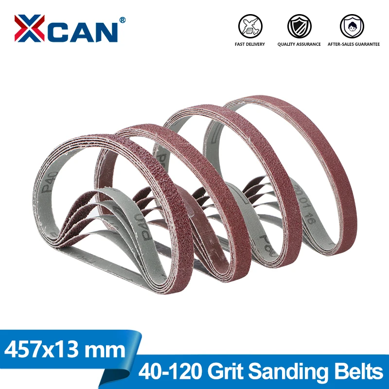 XCAN 5/20Pcs Sanding Belts Sandpaper 457x13mm Sander Belt Abrasive Screen Band Angle Grinder Power Tool for Wood Metal Polishing