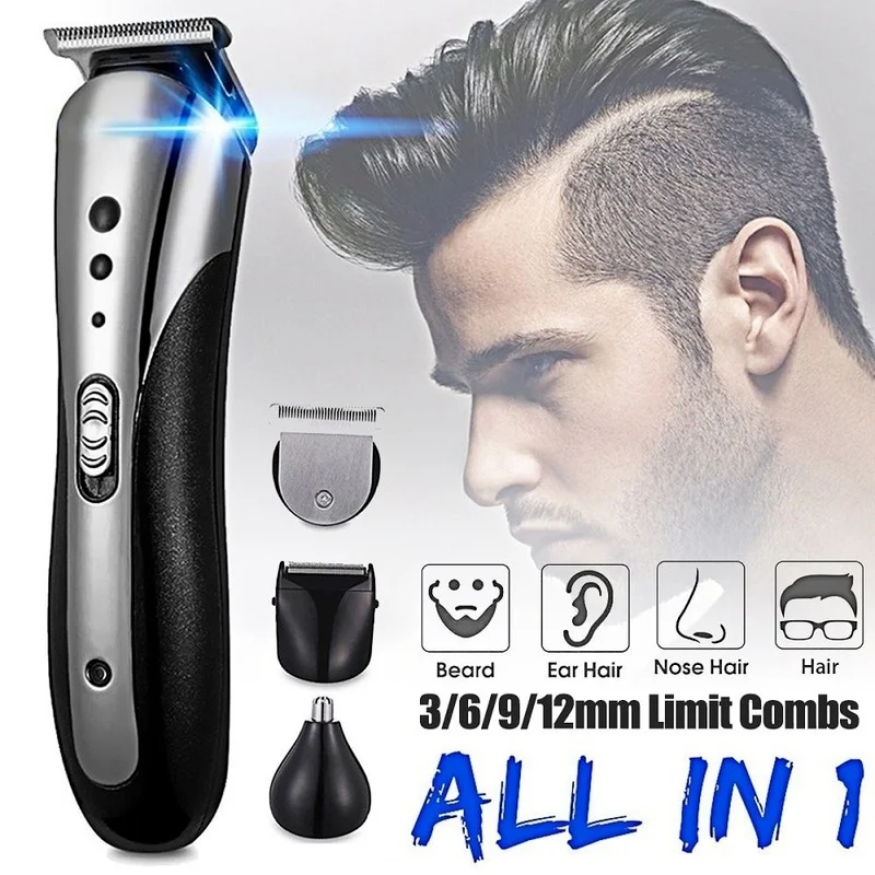 

Powerful Beard Hair Electric Shaver for Men Body Trimmer Grooming Kit Electric Razor Cool Styling Balde Shaving Machine 3-in-1