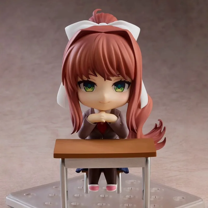 10cm Doki Doki Literature Club Figure Monika Anime Figures Cute Girl Q Version Doll Gk Ornament Model Birthday Toys Gifts