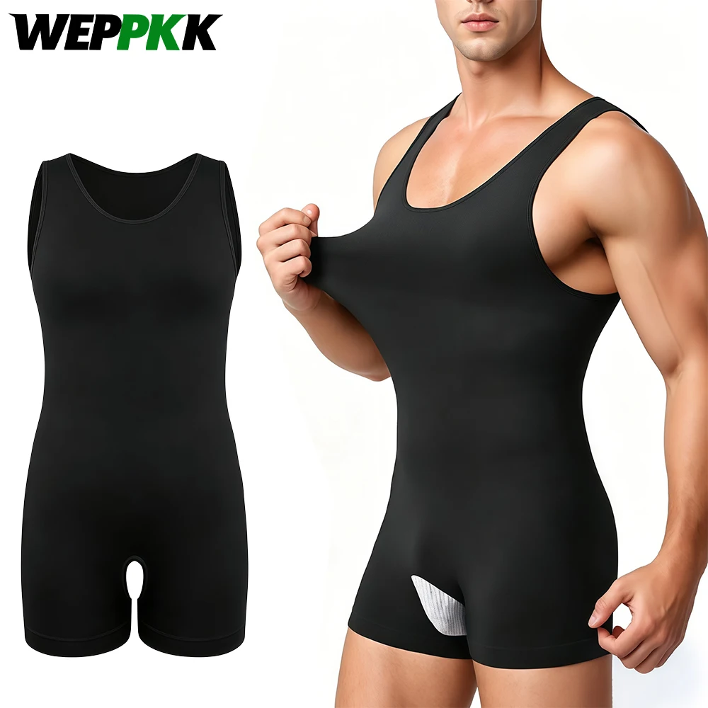 1 Stück Nahtloser Schlankheits-Fajas-Bodysuit, Ärmelloser Ganzkörper-Kompressions-Shapewear für Männer, Bauchkontrolle Sportunterwäsche