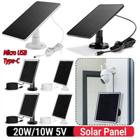 20W 5V Shingled Solar Panel 24% Efficiency Solar Panel Charger IP65 Waterproof Micro USB & USB-C Port for Security Camera
