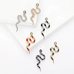 Shiny Rhinestone Snake Brooches for Women Unisex Animal Pins 6-color Available Casual Party Accessories Gifts