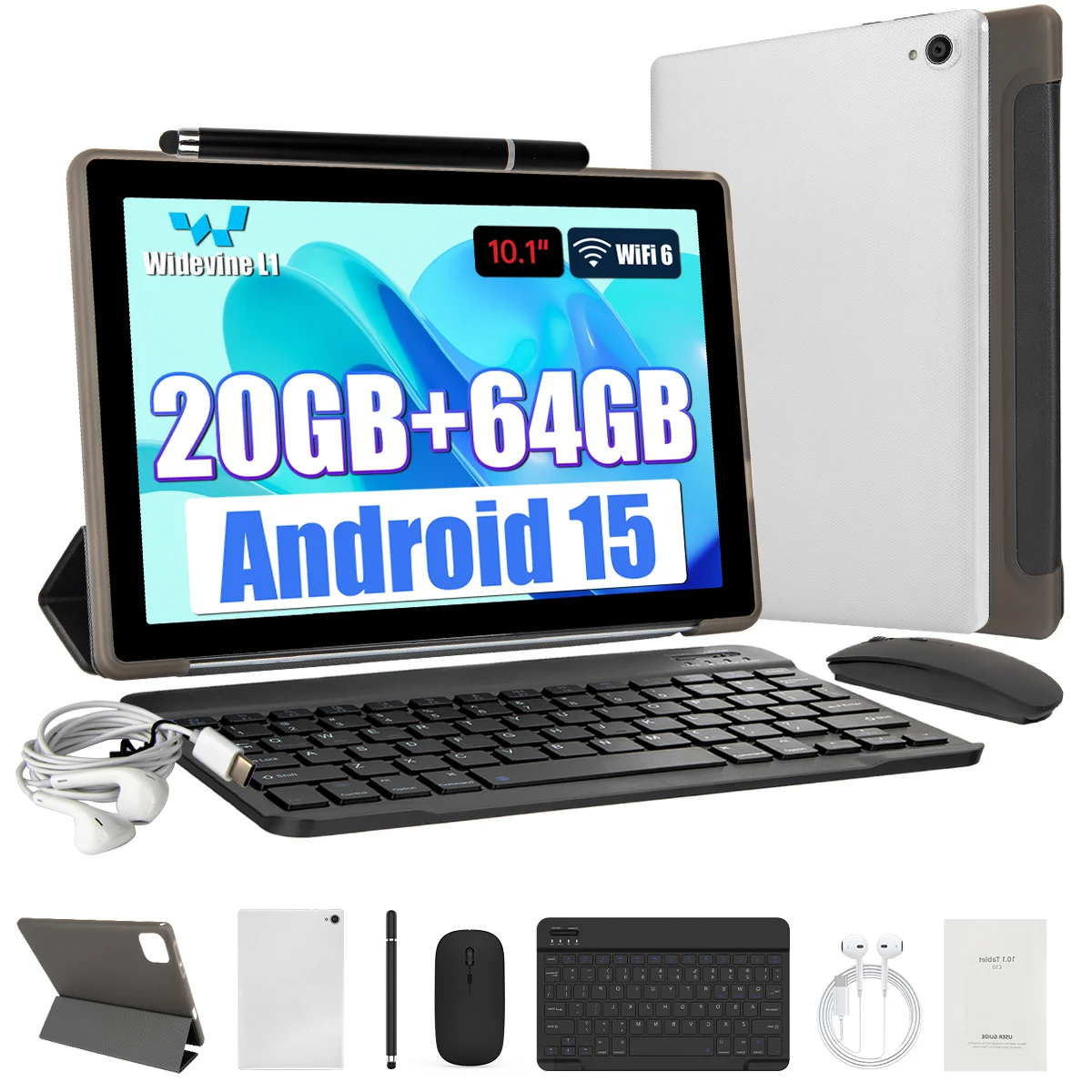 URAO C10L Octa Core Student Tablet 10.1 Inch HD LCD 20GB (3+17) RAM 64GB ROM Android15 5000mAh Battery 5+8MP Camera Full Kit