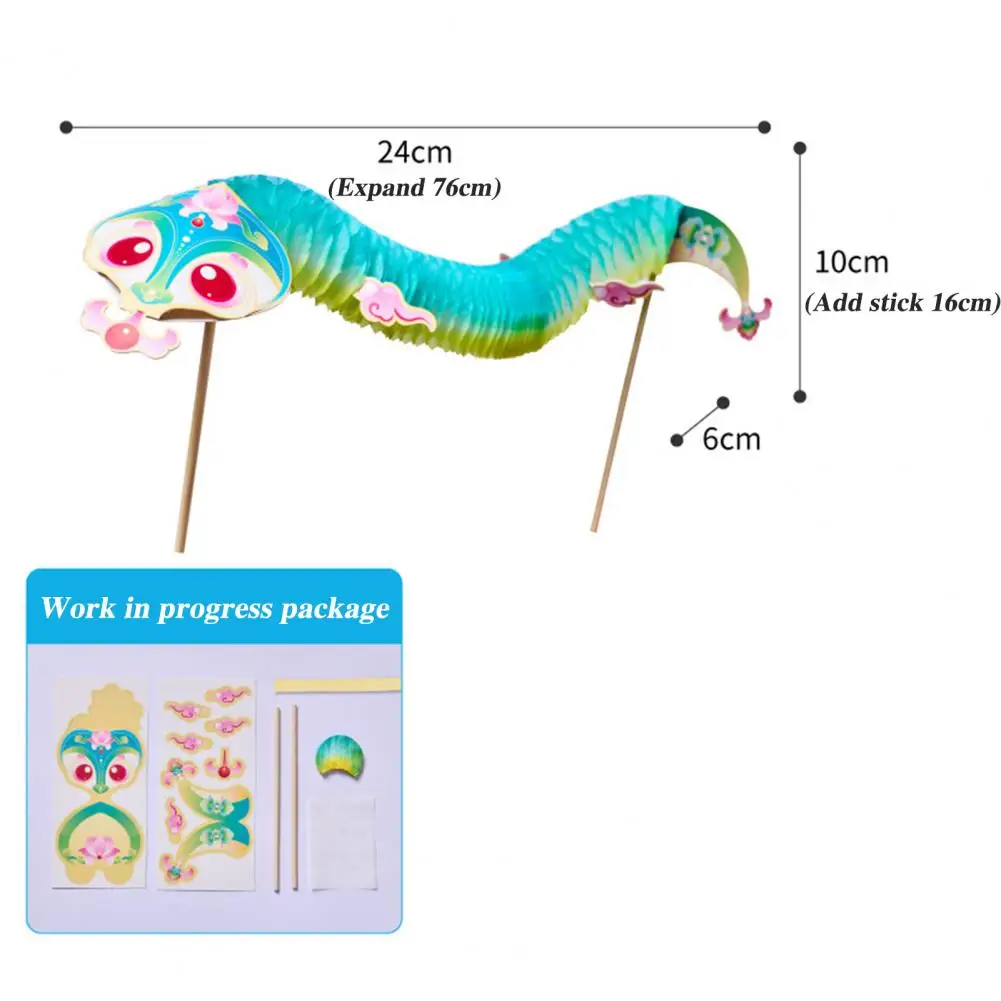 Children Snake Toy Chinese Style Paper Honeycomb Snake Toy Kit for Kids Adults Diy Handmade Cartoon Snake Toy with Stick New