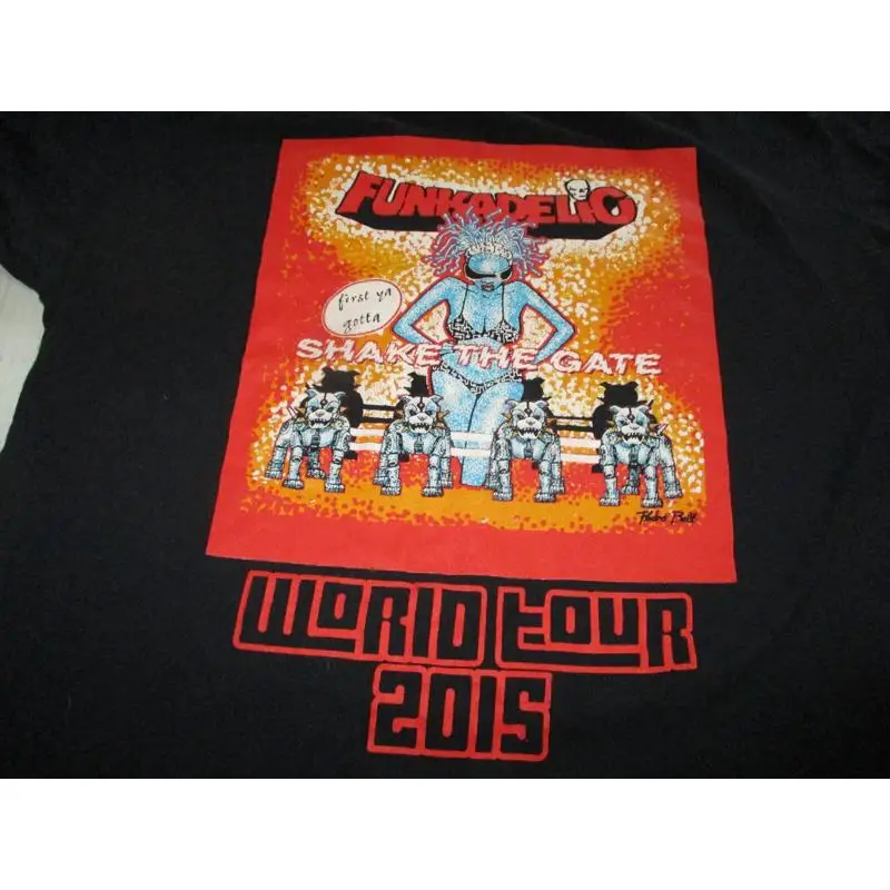 Funkadelic Shake the Gate World Tour 2015 تي شيرت أسود كبير للكلاب