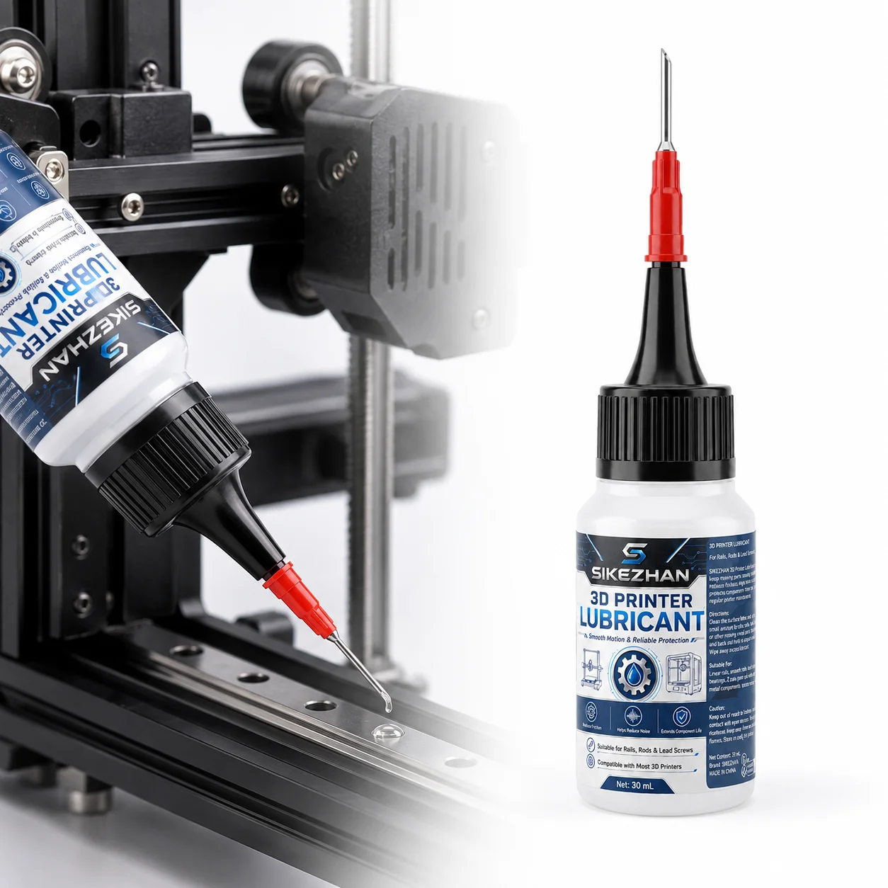 3D-Drucker Wartungsset Schmieröl 30ml mit 30 Reinigungstüchern für Schienen, Stangen, Gewindespindeln – Reibungsarme Bewegung, Geräuschreduzierung, Verschleißpflege – Detail 4