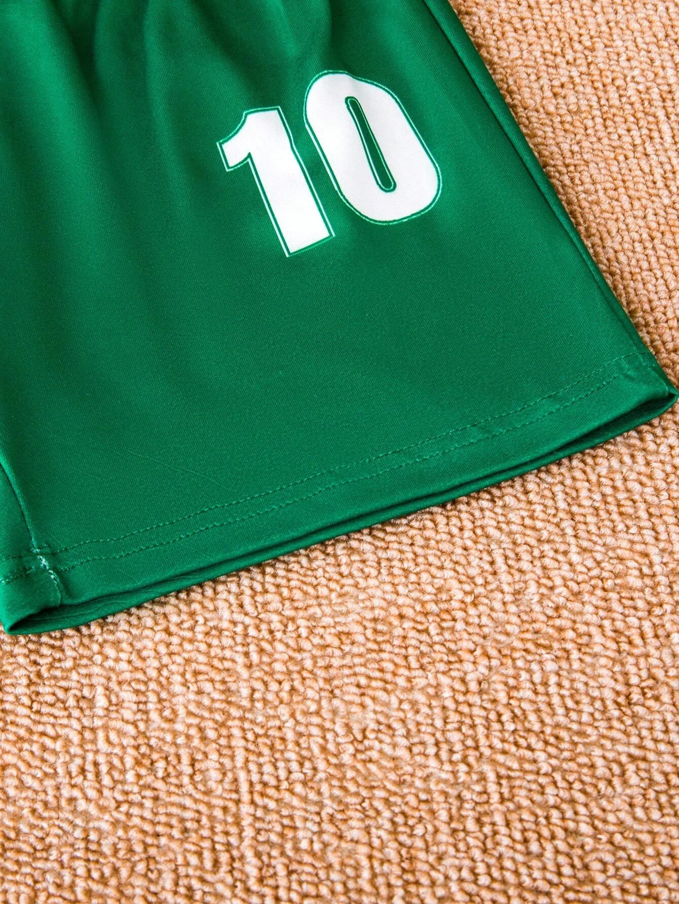green 3D football round neck T-shirt and shorts football fan set short sleeved summer sports polyester children\'s birthday gift