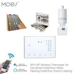 Contrôleur de température intelligent, récepteur RF, eau, électrique, gaz, bomicrophone, chauffage, application Smart Life, Alexa, Google, WiFi, ThermoandreTuya