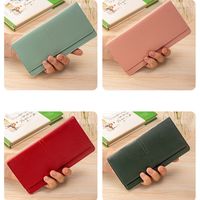 Minimalist PU Leather Leather Women Wallets Solid Color Large Capacity Women Thin Wallets Storage Bag Women