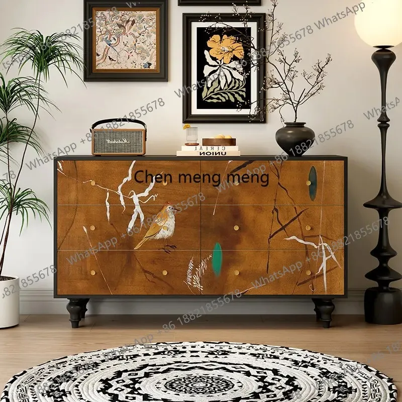 

RR French new Chinese six-chest cabinet drawer living room bedroom multi-functional storage living room dining side cabinet
