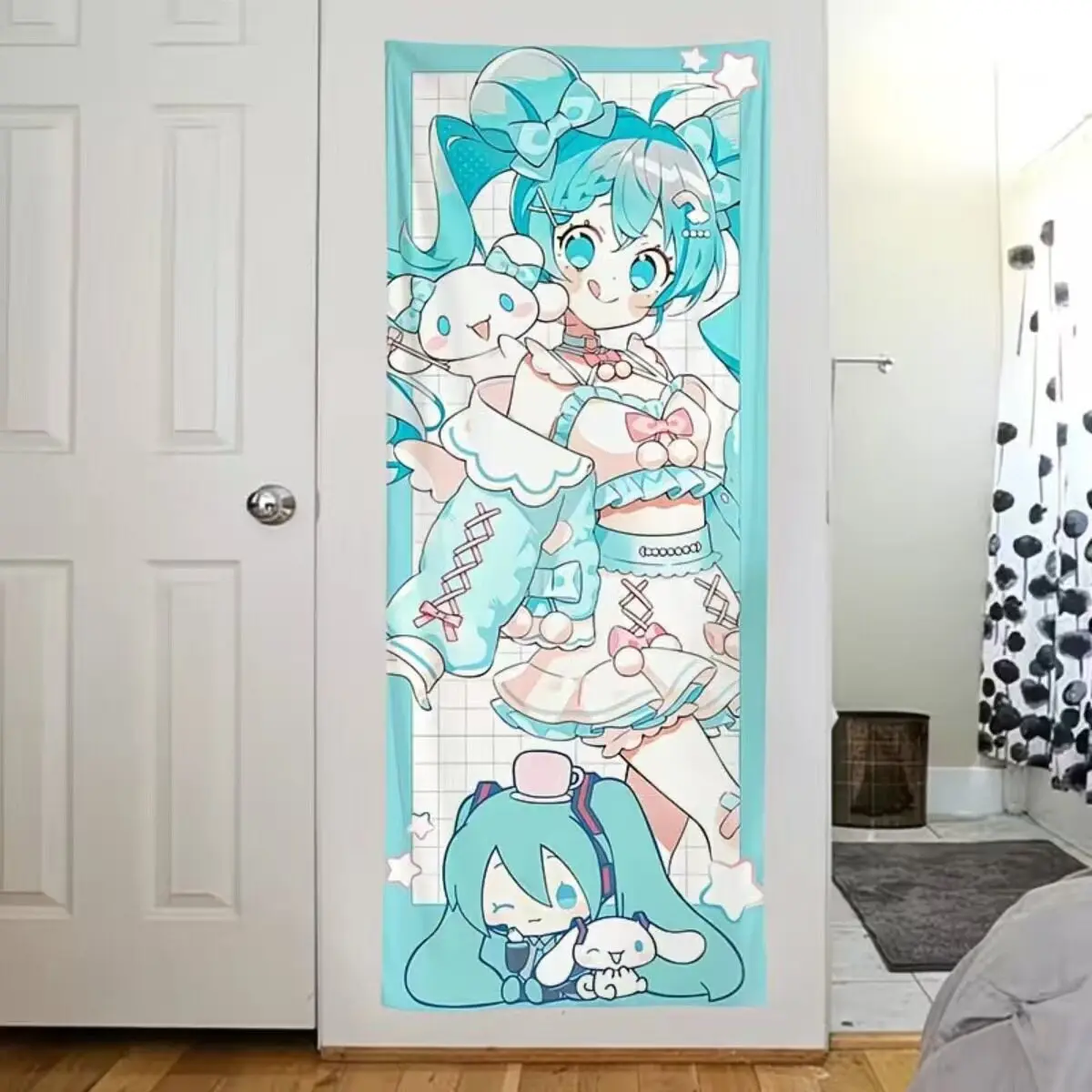 Sanrio Kawaii Wandteppich für Heimdekoration, Anime-Mädchen Wandbehang, Schlafzimmer-Hintergrund-Dekoration, Niedliche Modische Damen-Wandteppiche