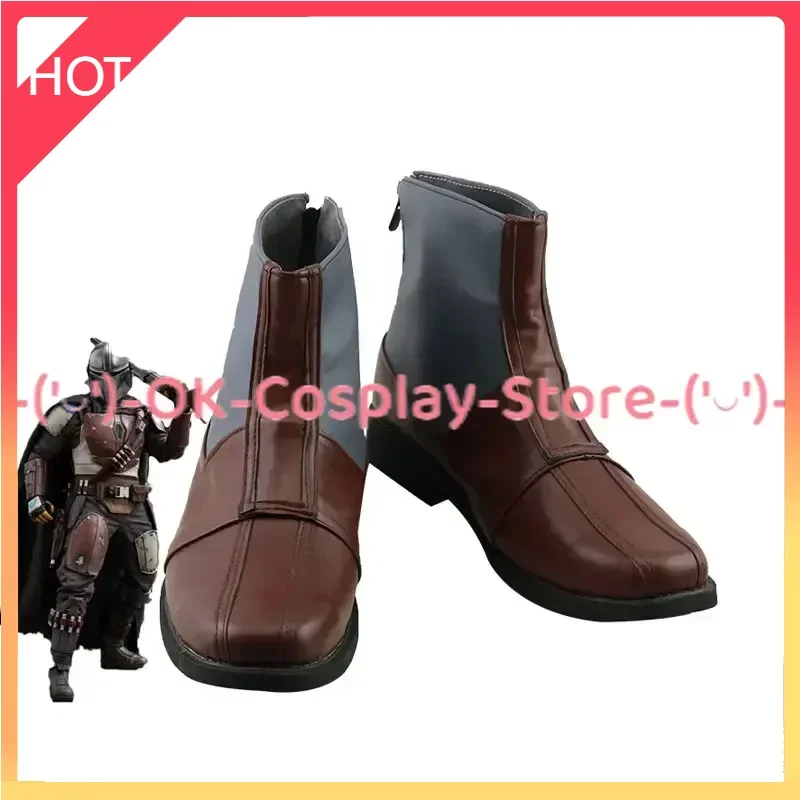 Jango Fett Cosplay Shoes Bounty Hunter Cosplay Prop PU Leather Shoes Halloween Carnival Boots Custom Made