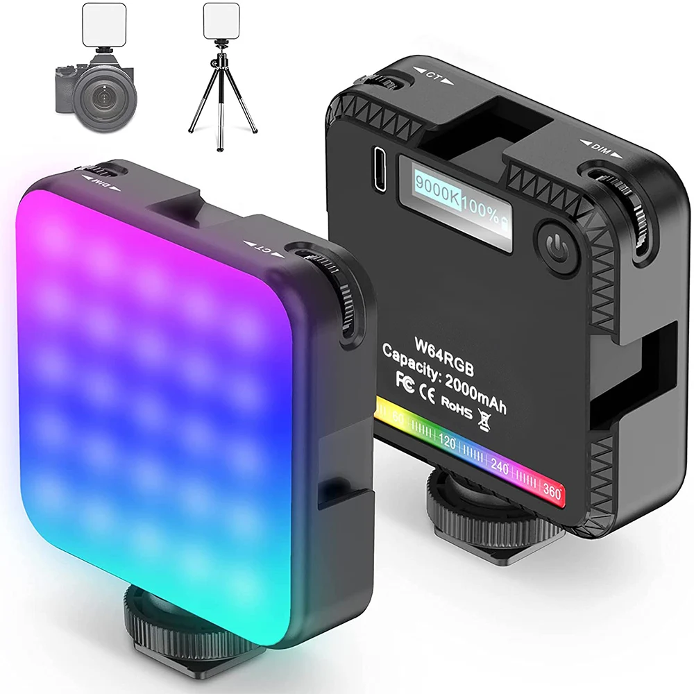 

Upgraded VL49 RGB Full Color LED Video Light 2500K-9000K 800LUX Magnetic Mini Fill Light Extend 3 Cold Shoe 2000mAh Type-c Port