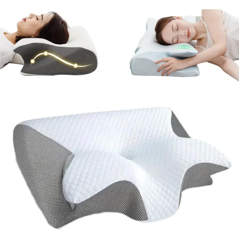 

Stitching Color Pillow Memory Foam Cervical Ergonomic Contoured Orthopedic Relaxing Cervical Pillow Versatile Support Pillow