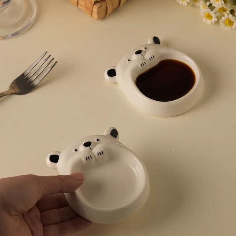 Prato de cerâmica com sabor pequeno, prato de molho de cachorro fofo, prato pequeno de manteiga, mini tigela de molho de soja de sushi