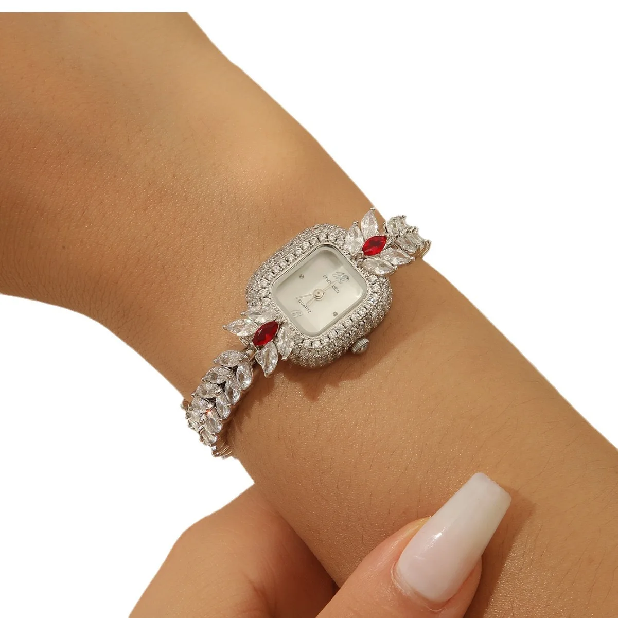 Luxury Princess Watch Cubic Zirconia Elements Crystal Bracelet Watch For Women Daily Party Evening Wear Bride Watches Jewellery