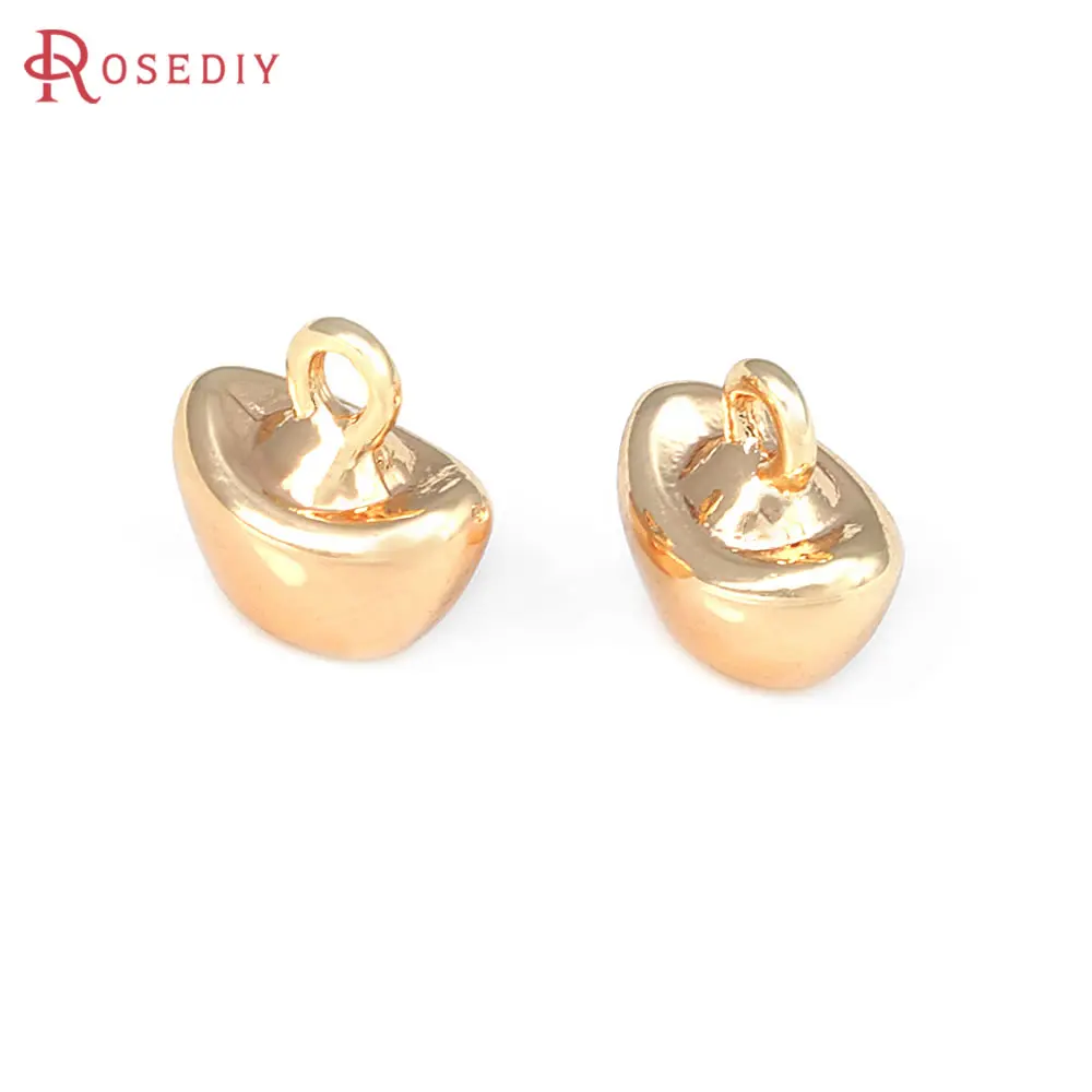 10PCS 18K Gold Color Brass Yuanbao Charms Pendants High Quality Jewelry Making Supplies Necklace Earrings Accessories for Women