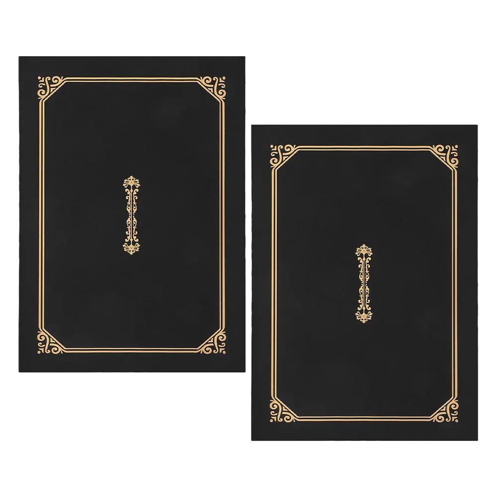 

2pcs Certificate Cover Diploma Holder Black Case College Award Frame Folders Document Protector Certificate Paper Kit