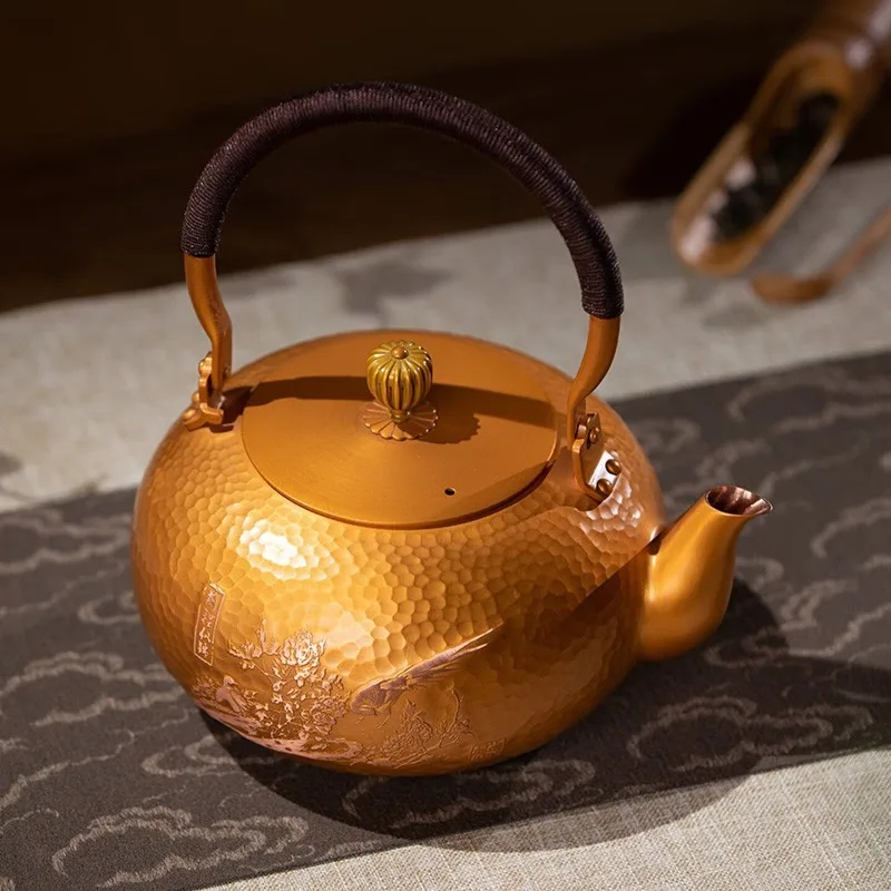 Zhu Bingren Copper Bright Future Teapot Hand Forged Purple Copper Antibacterial Health Teapot For Electric Ceramic Stove