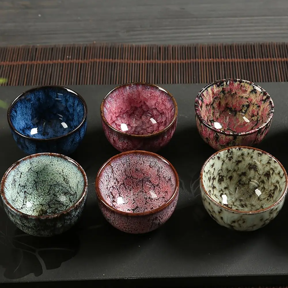 Japanese Style Teacup Kiln Transformation Ceramic Tea Bowl Water Cup Kung Fu Retro Crude Pottery Creative Wine Drinkware