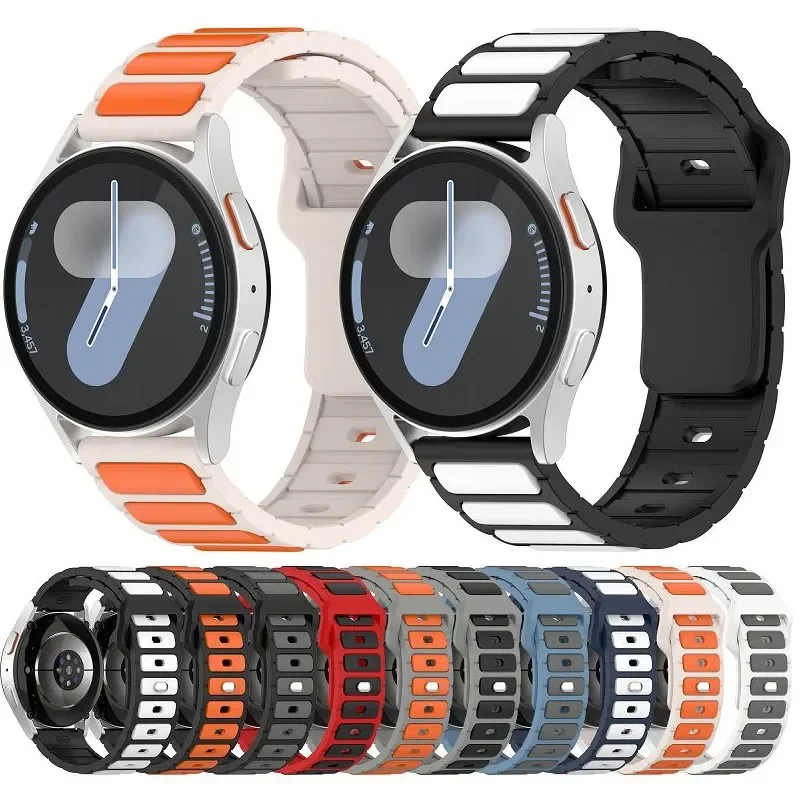 حزام رياضي عام مزدوج اللون لساعة هواوي سامسونج جالاكسي 7 6 5 4 سوار سيليكون جالاكسي ساعة 20 ملم 22 ملم سوار ثنائي اللون