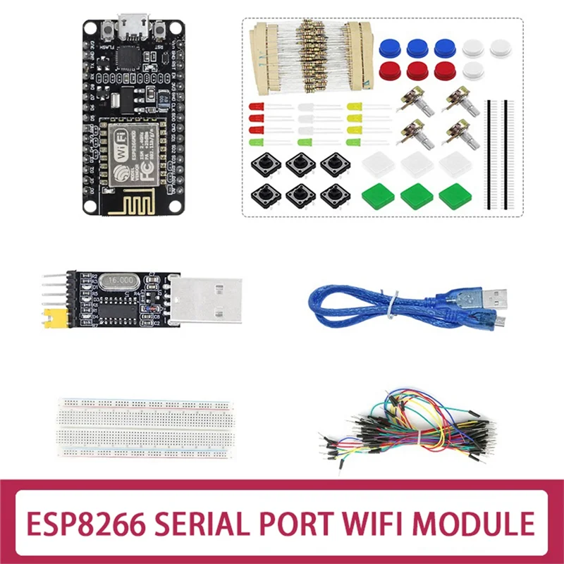 ESP8266 CP2102 Nodecu Lua V3 ESP-12E Development Board+Component Package+USB To Serial Port Module+65 Jumper+Bread