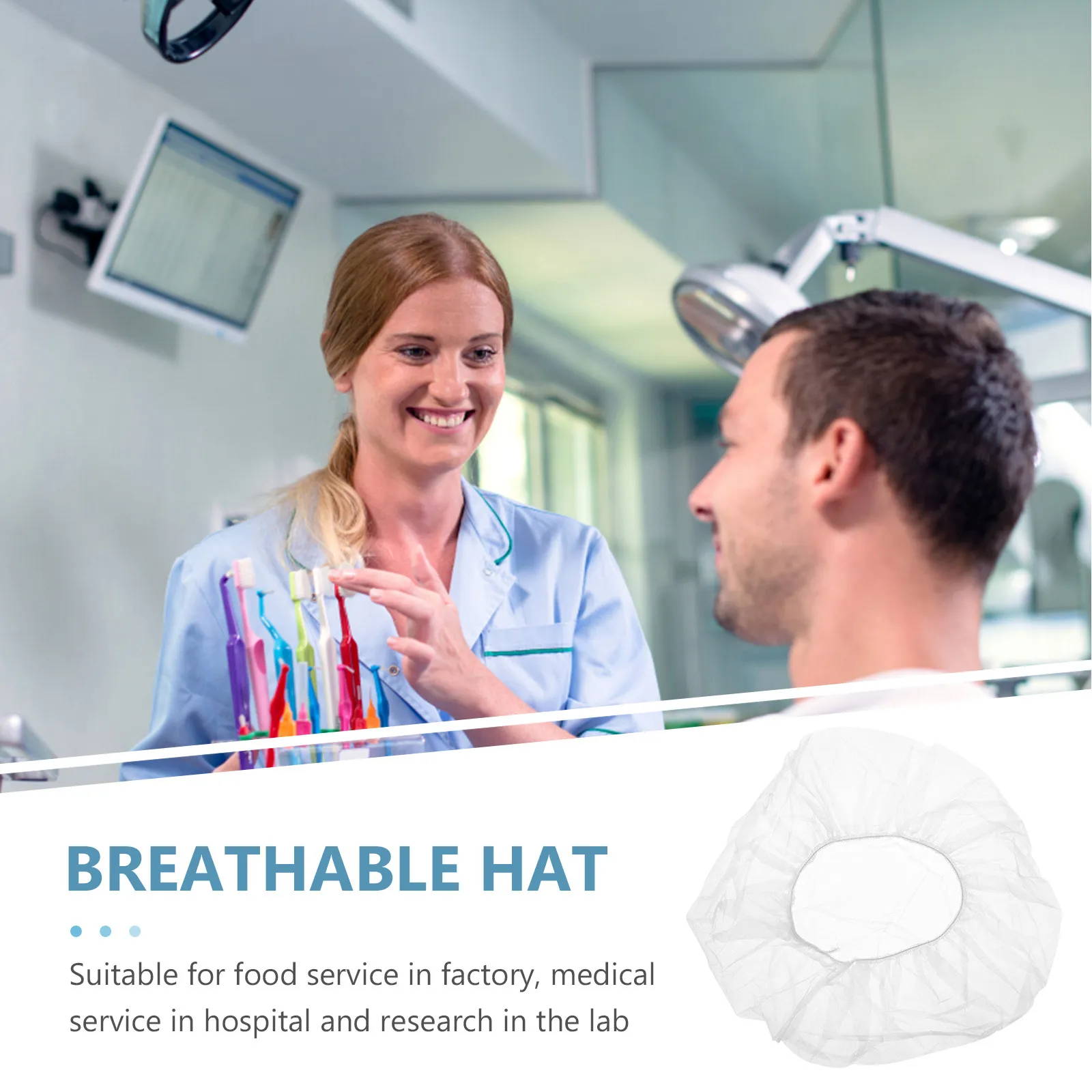 100Pcs Breathable Bouffant Caps Elastic Hair Net Cover for Hospital Labs Food Service Nursing Kitchen Workshop Hats