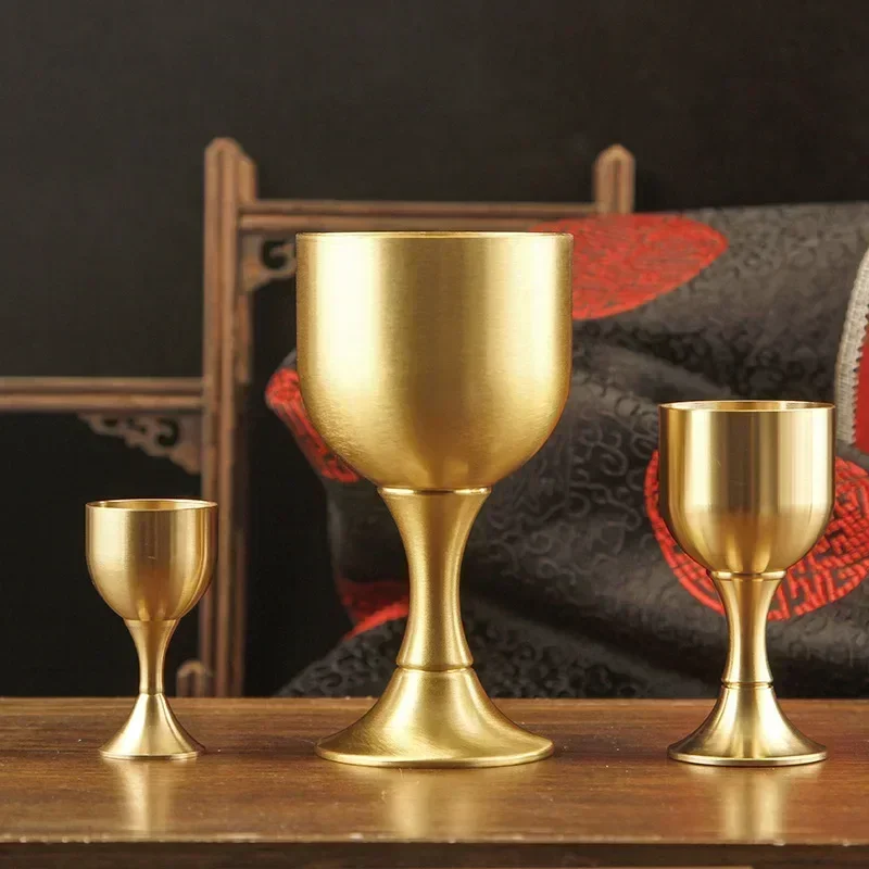 1/2pcs brass oversized goblet wine glass ornament brass wine glass copper cup desktop decoration copper ornament crafts