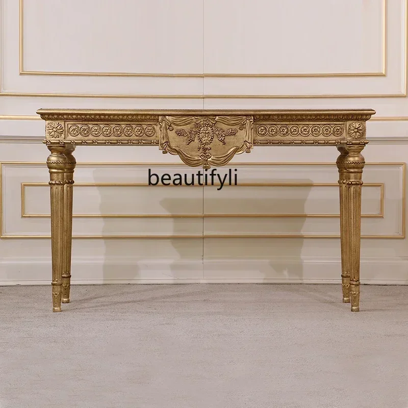 xzEuropean Court Console Tables High-End Villa Vintage Handmade Carved Console Home Altar Units
