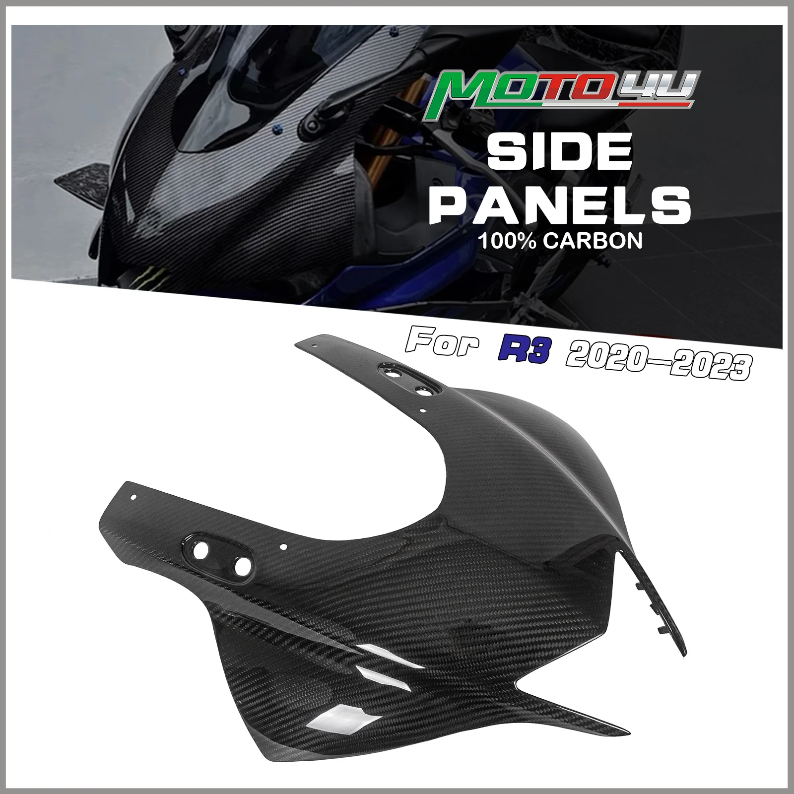 For YAMAHA YZF-R3 R3 2020 2021 2022 2023 2024 100% Carbon Fiber Front Nose Fairing Cover Cowling