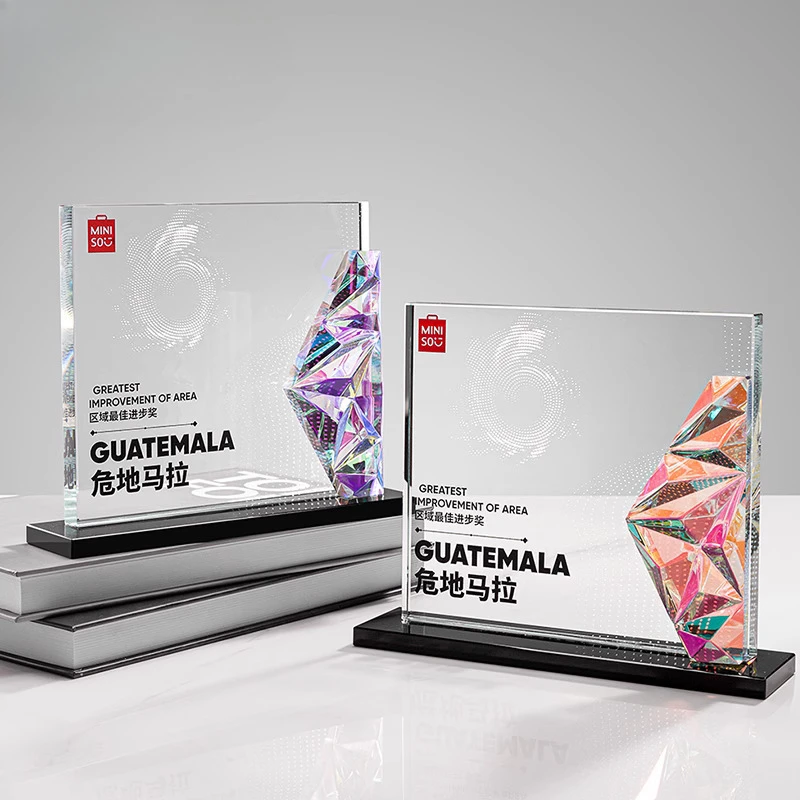 Customized Colored Glaze Crystal Trophy, Competition Award Annual Meeting Souvenir, Home Decoration Outstanding Staff Medal, 1Pc
