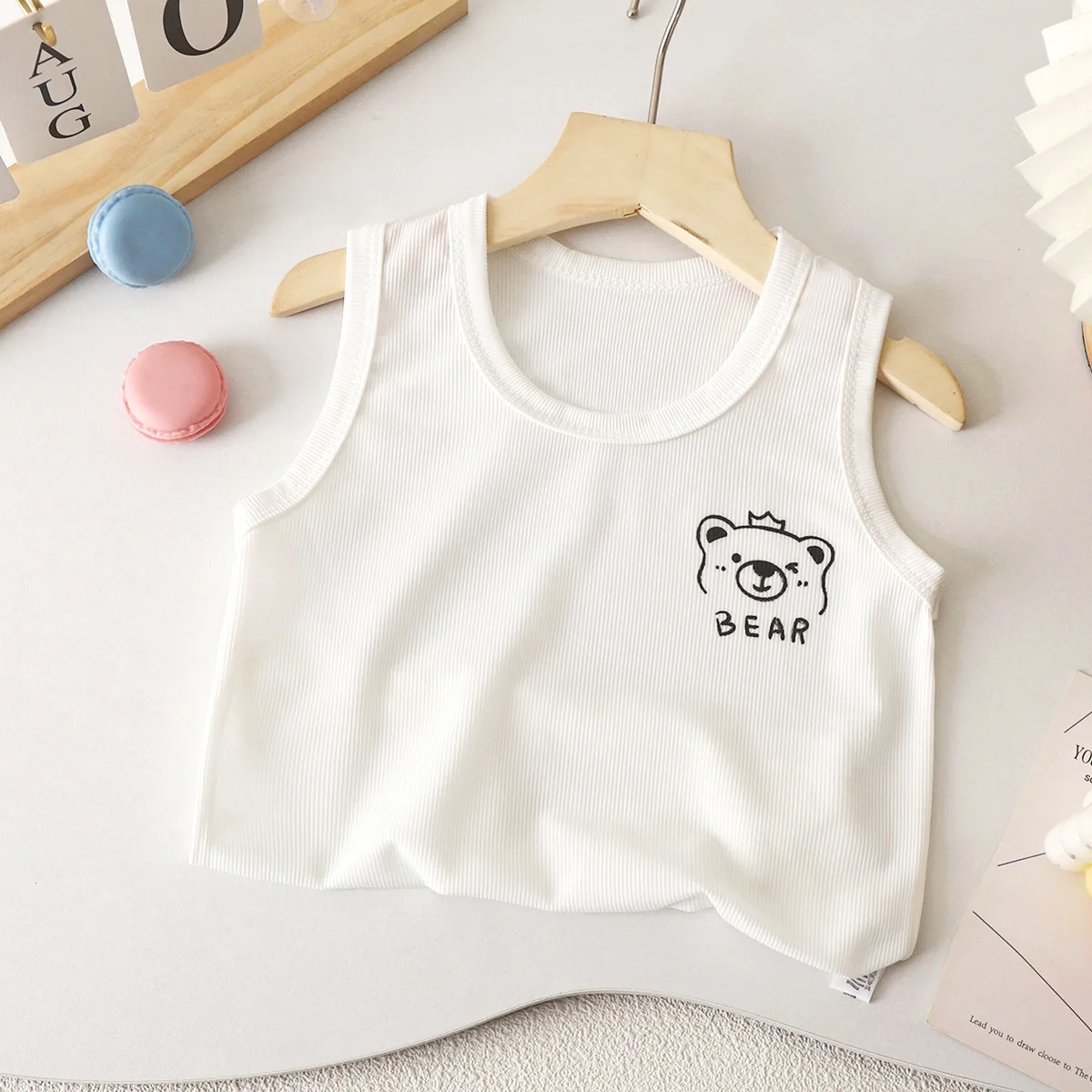 Children\'s Summer T-shirts Boys Girls Vests Sleeveless Cartoon Tee Tops 100% Cotton Comfortable Kids T-shirt Clothes Fashion New