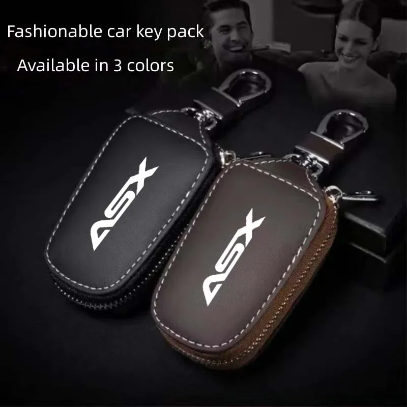 

Car key pack genuine leather remote control protective cover for For Mitsubishi ASX 2021, 2020, 2019, 2018, 2017, 2015 key case