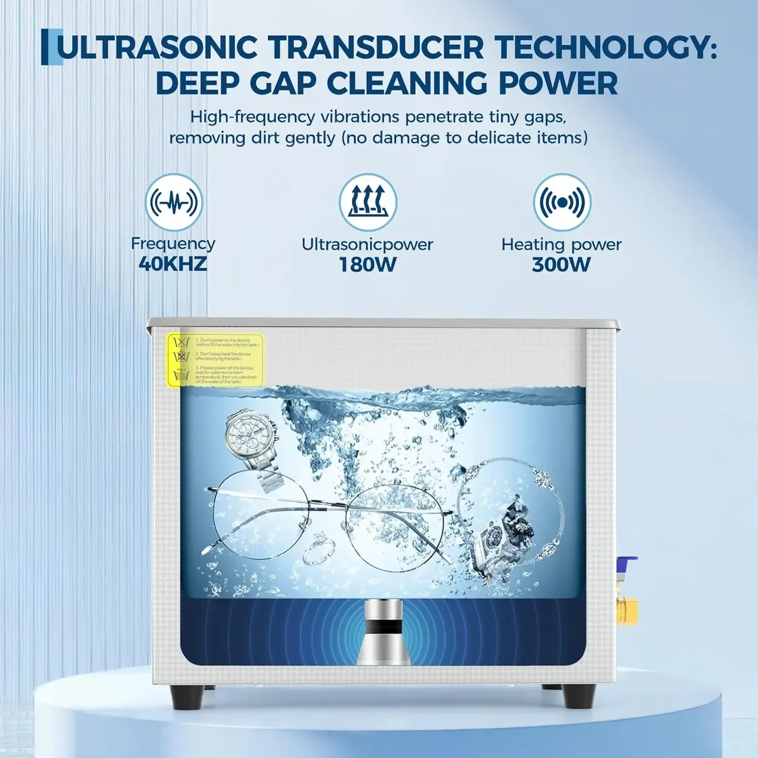 1.6 Gal (6L) Commercial Ultrasonic Cleaner, 40kHz Professional Stainless Steel Machine with Digital Timer, Heater & 3 Cleaning M