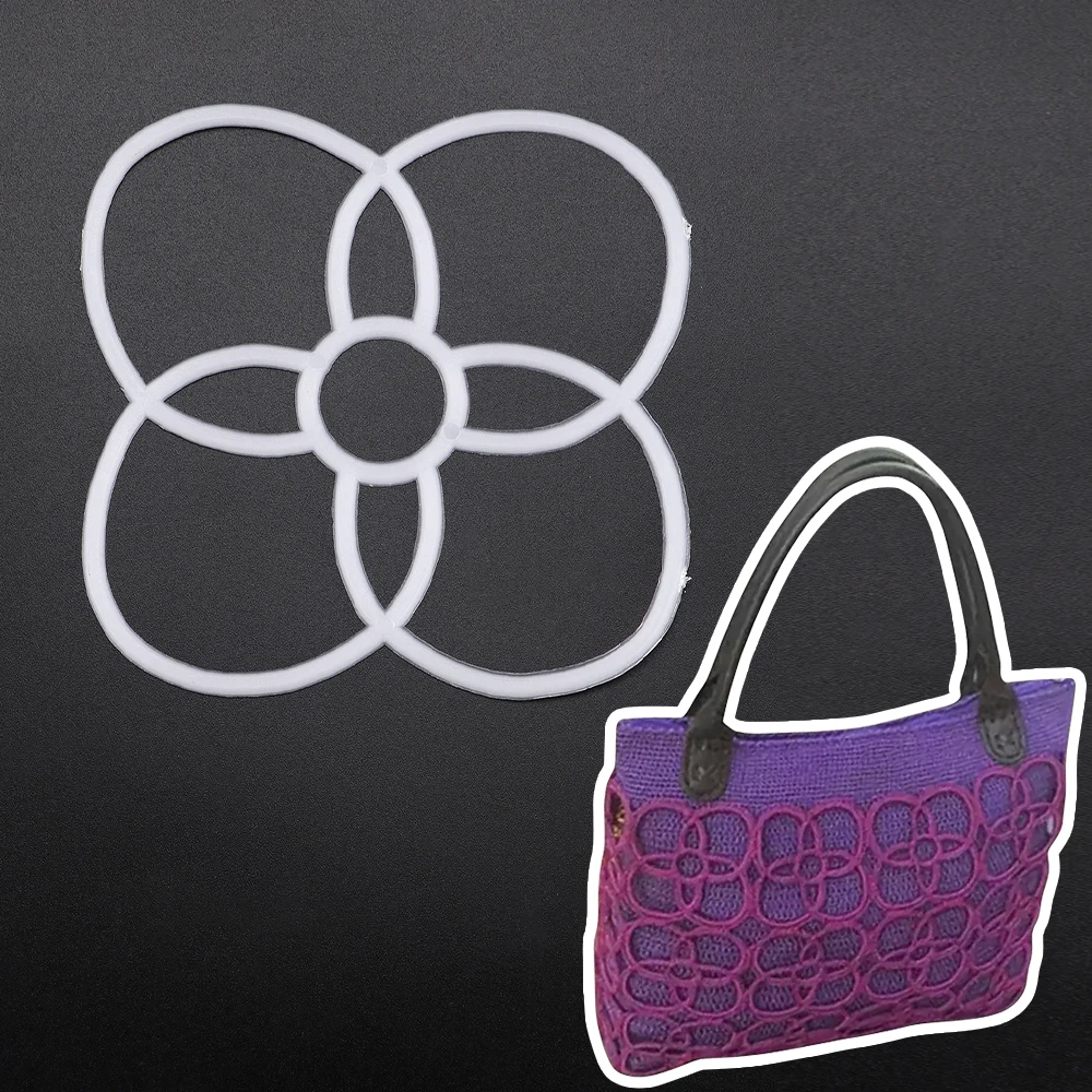 100pc White Plastic Flower-Shaped Weaving Mesh Sheet, DIY Knitting Craft Floral Pattern, Ideal for DIY Weaving Yarn & Ribbon Bag - view 6