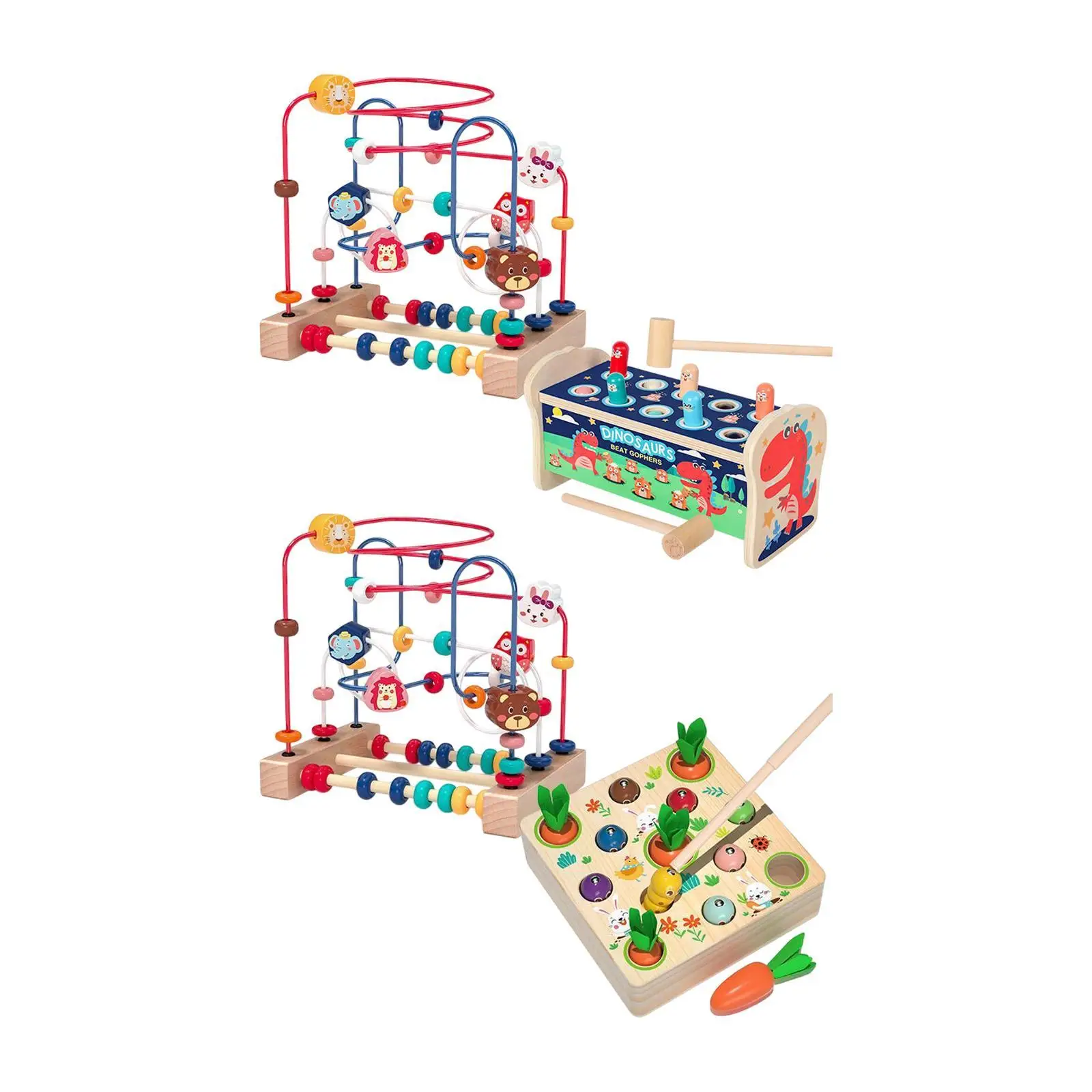 

Wooden Bead Maze Toy Set for Kids New Year Gift Counting Beads Roller Toy