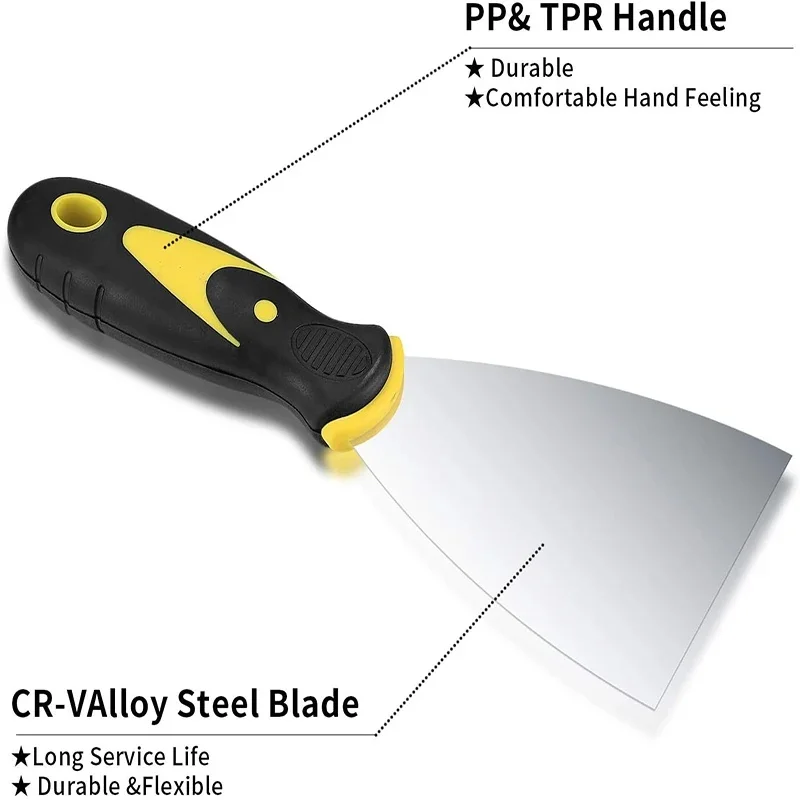 4Pcs Wallpaper Scrapers 1.5'', 3'', 4'', 6'' Wide Putty Knife Set Stainless Steel Paint Filling Putty Scrapers Knife Tools Kit