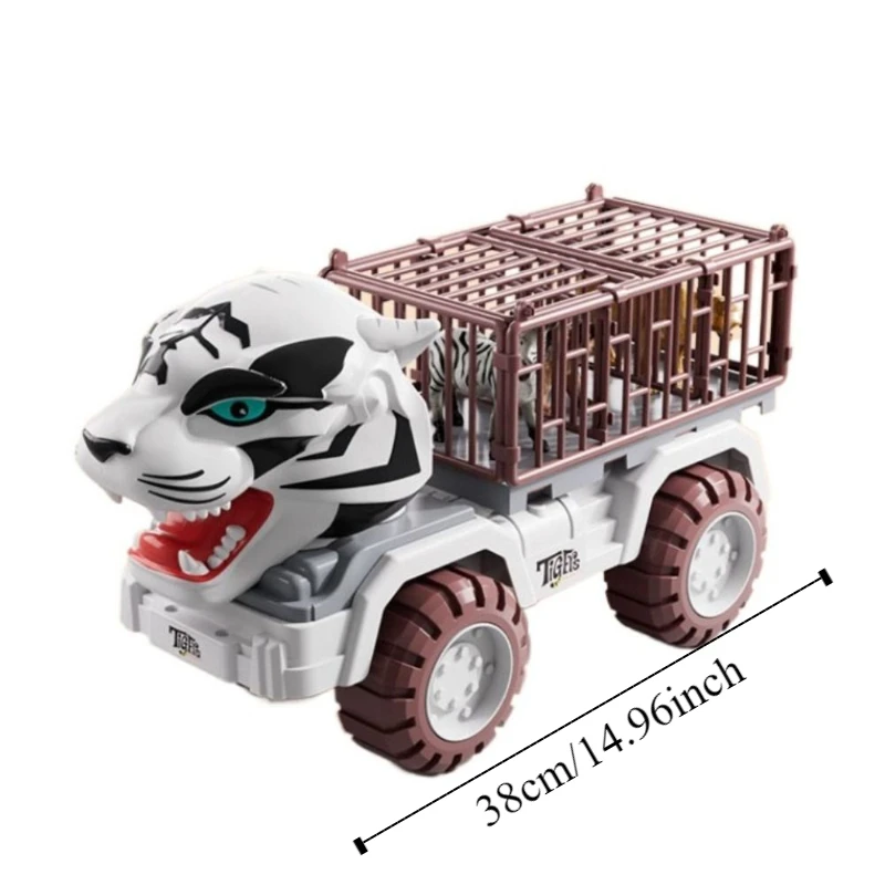 Plastic Simulated Tiger Transport Vehicle Large Sized Sliding Pull Back Truck Toys Car Early Educational Puzzle