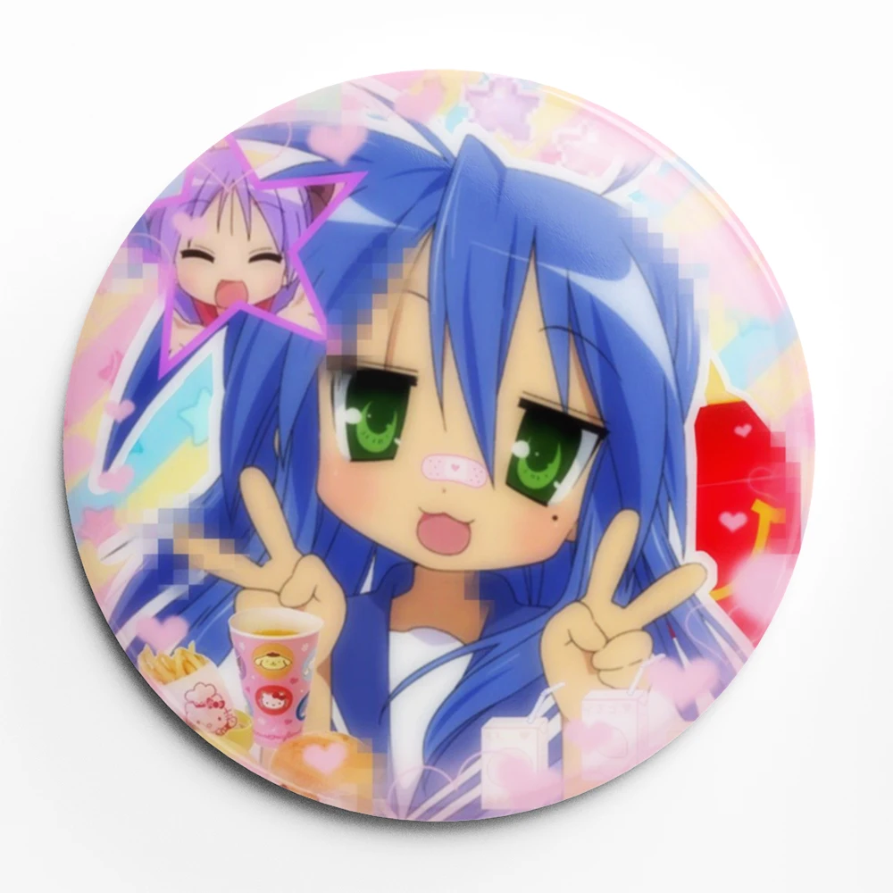 Izumi Konata Cute Cartoon Badge Soft Button Lapel Anime Pin Decor Brooch Jewelry Decoration Gift 58mm