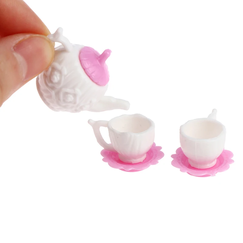1:12 vaisselle théière tasses à café soucoupe plateau assiette service à thé Pot cuisine décor maison de poupée Miniature cadeau de noël poupée accessoires