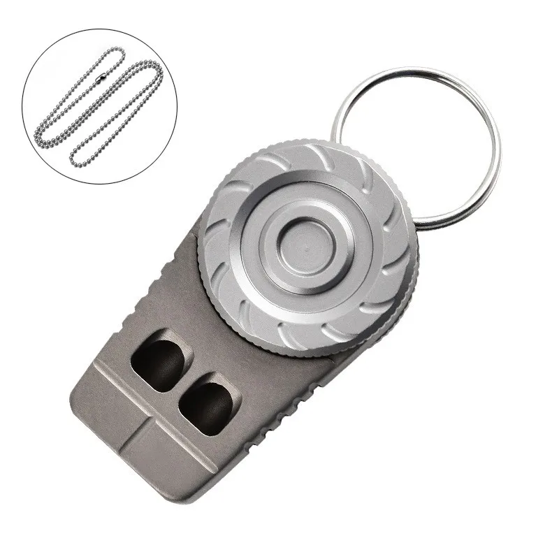 Titanium Alloy Multifunctional Whistle Stress Relief Spin with Necklace Dog Training Double Tubes High Decibel Emergency Whistle