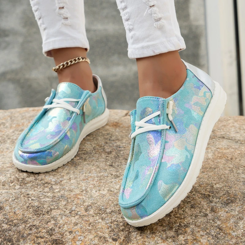 Women's Shoes on Sale 2023 Lace Up Flat Shoes Comfortable and Simple Casual Flat Shoes Round Toe PU Women's Single Shoes