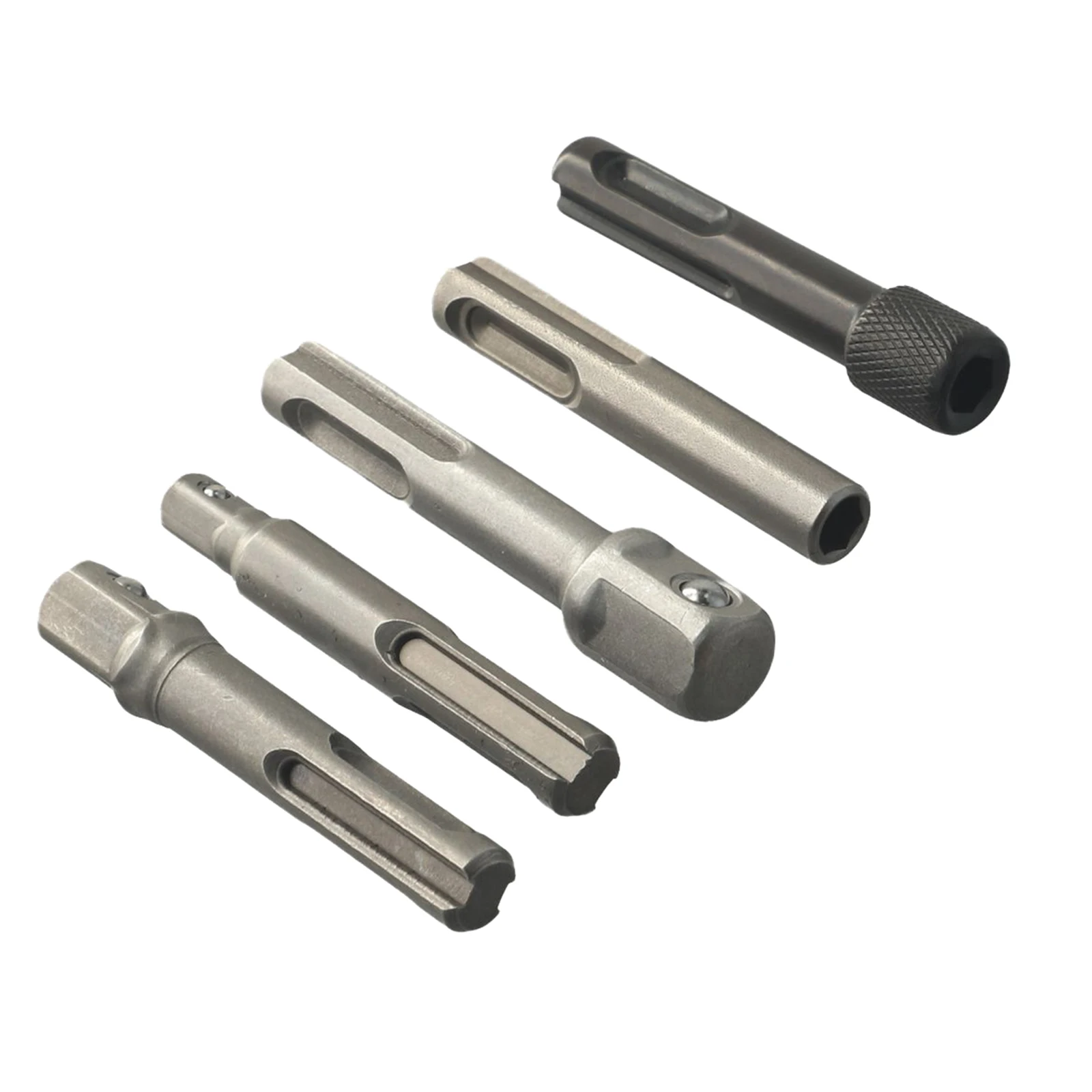 SDS Plus Socket Driver Drill Bit Hex Shank Chuck Adapter  5pcs Set  Spring Loaded Ball Bearing  Securely Holds Sockets