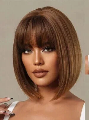 Hair New Fashion Women's Short Light Brown Straight BOB Wigs 10 Inch