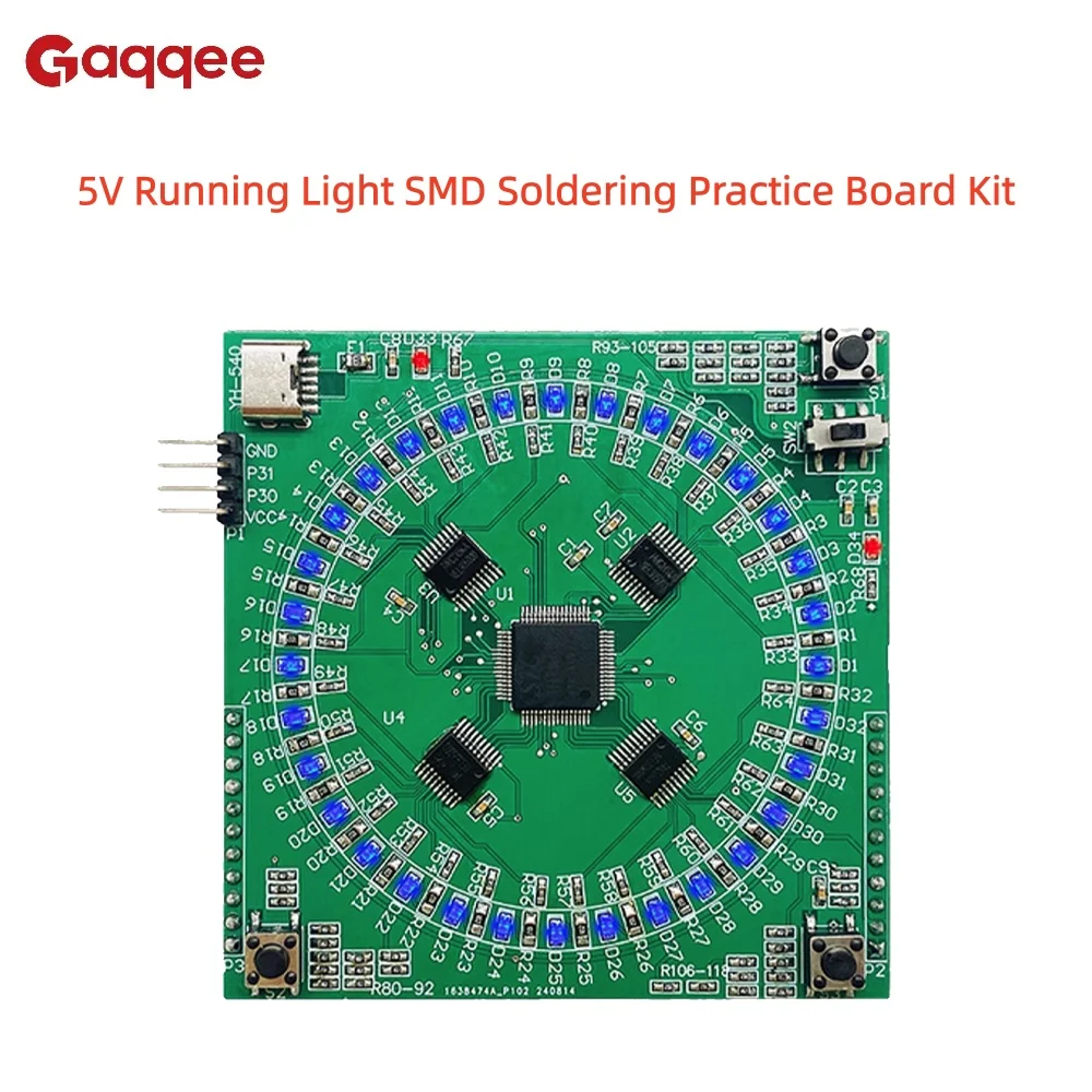 LQFP64 Soldering DIY Kit 5V Running Light SMD Soldering Practice Board Kit Type-C Interface Suitable for Soldering Instruction