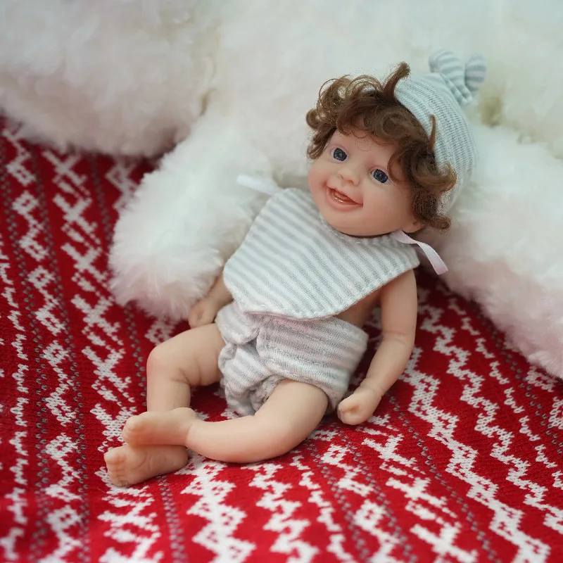 Cute Mini Reborn Doll 6 Inch Full Silicone Body Handmade Miniature Babies for Kids Christmas Birthday Gift - view 3