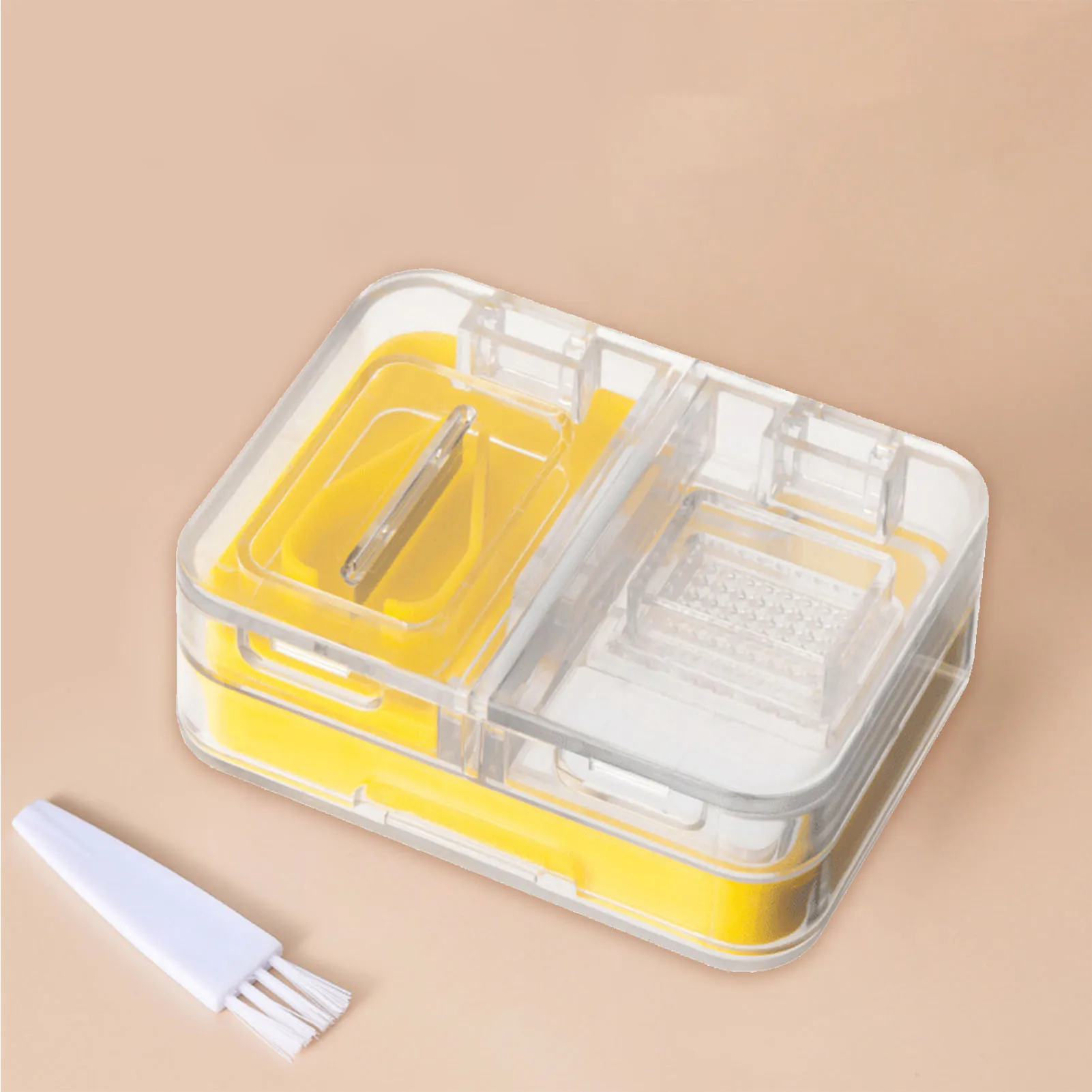 3 in 1 Portable Pill Case with Pill Cutter Comes with a Brush for Easy Collect Powder for Daily Life Working Outdoors B88