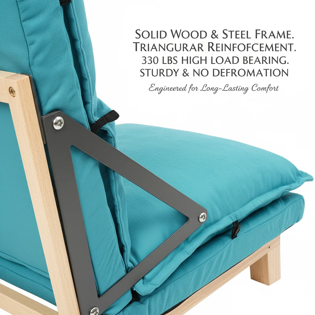 Adjustable lounge chair and ottoman set on a balcony