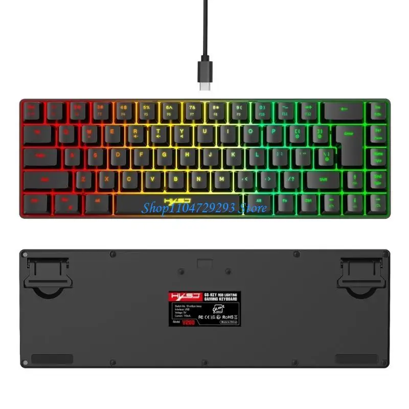 Y2GD V200 RGB Teclado jogos com design portátil e operação simples para o escritório