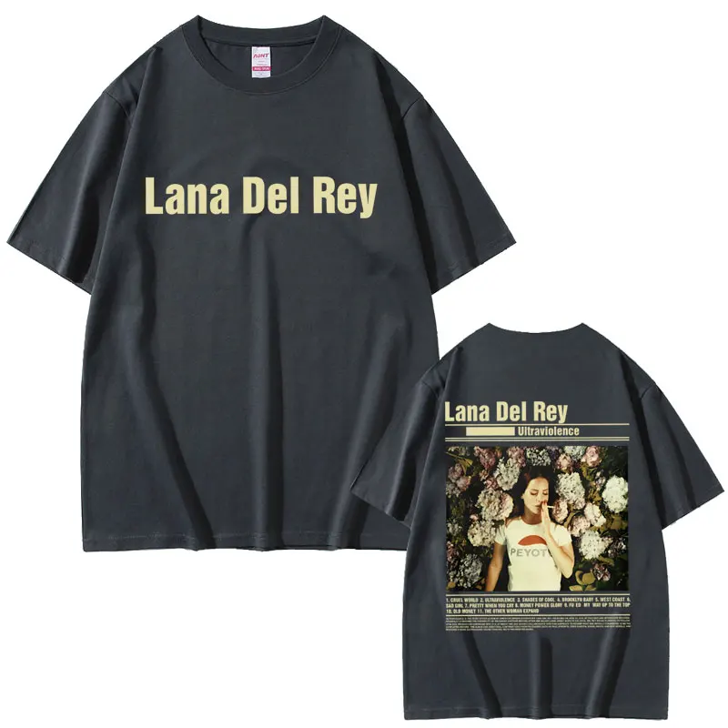 Lana Del Rey Ultraviolence Double Sided Print T Shirt Men Women Hip Hop Art Aesthetic T Shirts Men\'s Vintage Oversized T-shirts